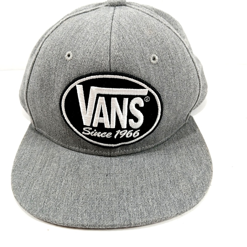 Van's Baseball Cap Gray Adjustable Snapback Embroidered Patch Logo